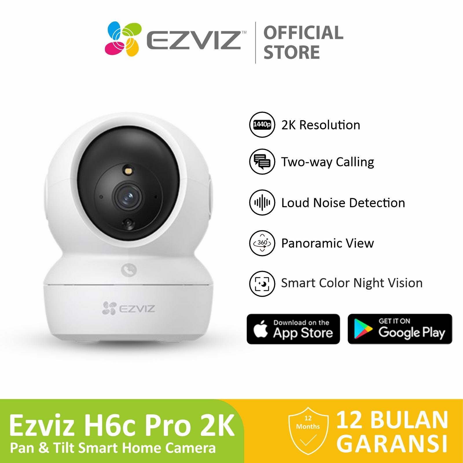 Ezviz CCTV H6c Pro 2K 3MP Smart Wi-Fi Pan Tilt IP Camera CCTV Indoor