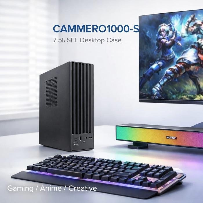 Gamemax Cammero 1000s Casing PC SFF Mini ITX Include PSU 400Watt Slim - Gambar 3
