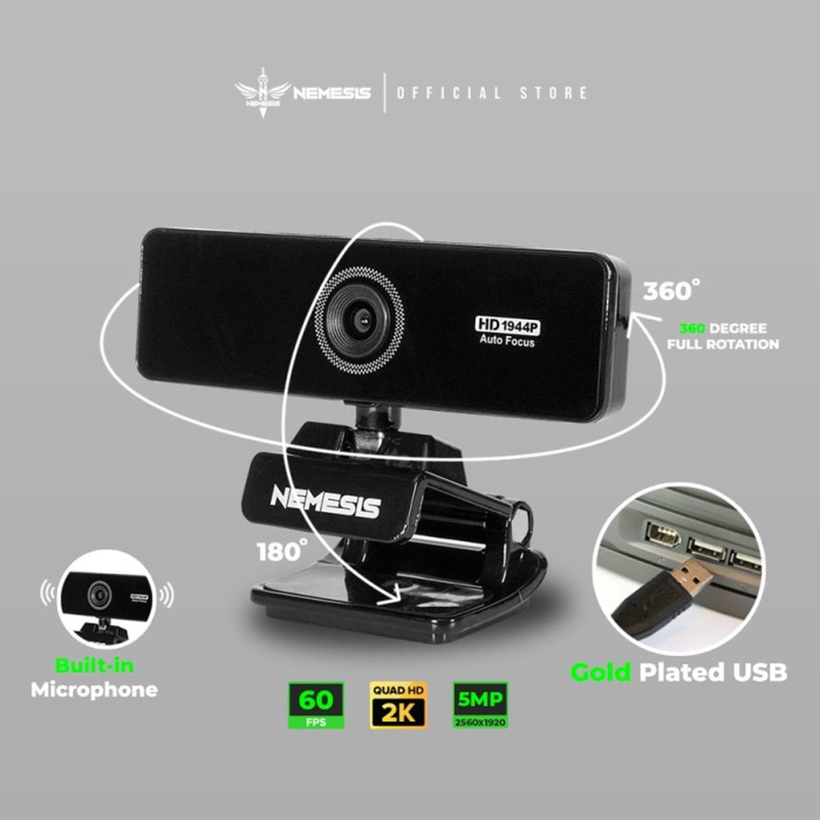 NYK Nemesis A96 Severus 2K QHD Streaming Gaming Webcam with Microphone - Gambar 5