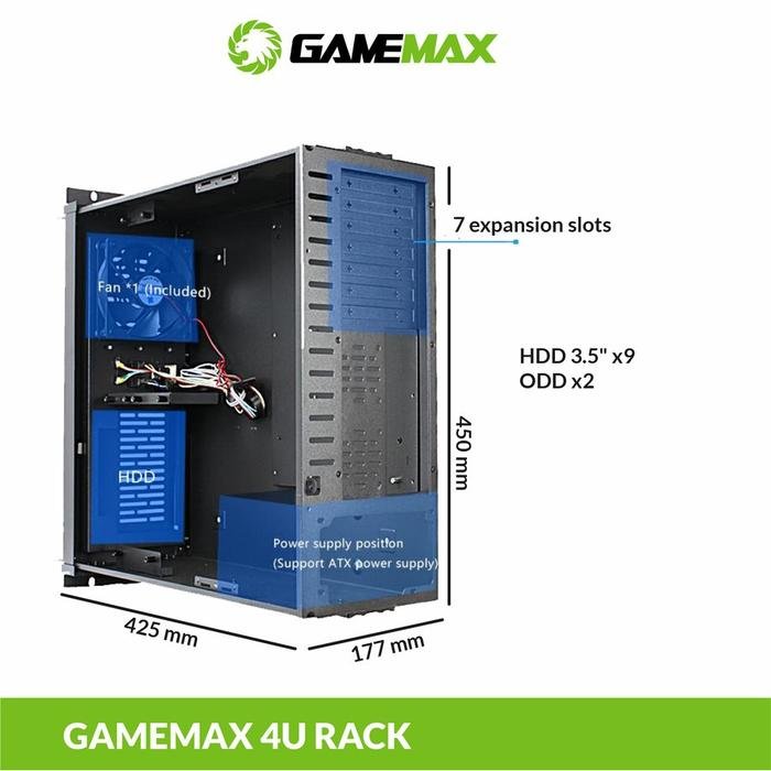 Gamemax 4U Rackmount Server 4U Industrial Case PC - Gambar 4