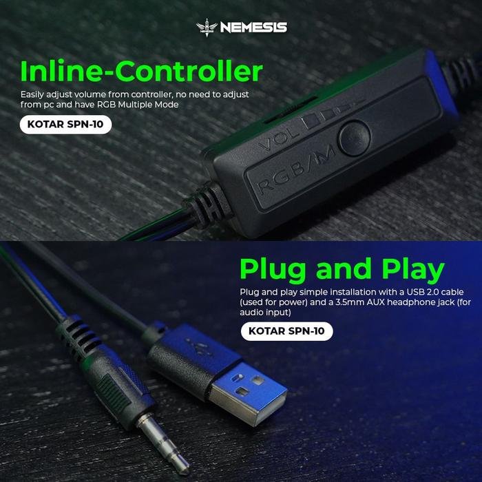 NYK Nemesis KOTAR SPN-10 Speaker Gaming USB 2.0 RGB - Gambar 4