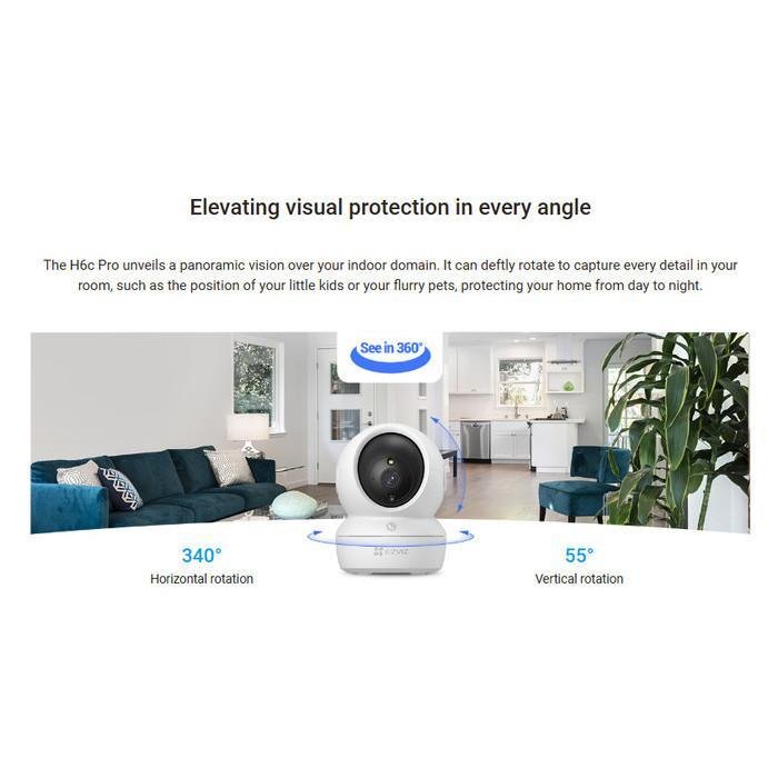 Ezviz CCTV H6c Pro 2K 3MP Smart Wi-Fi Pan Tilt IP Camera CCTV Indoor - Gambar 3