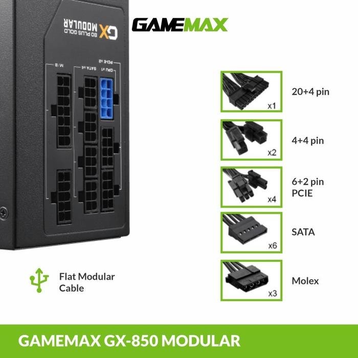 Gamemax GX-850 Power Supply 850W Modular 80+ Gold ATX - PSU 850W - Gambar 6