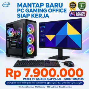 PC GAMING Proc i5-10400F H510 8GB DDR4 SSD 256GB NVME CASE GAMING 3FAN RGB PSU 550W + SAMSUNG 24 INCH